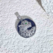 White & Black Diamond Tsavorite Panther Necklace - Jiaxyk